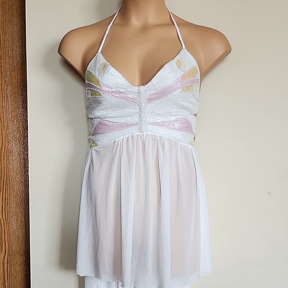 Club Exx sequin butterfly hi-lo dress